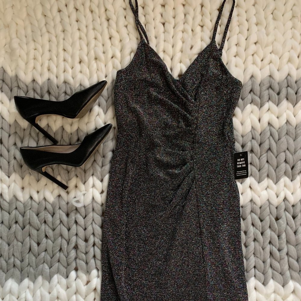 Express Multicolored Glitter Cocktail Dress